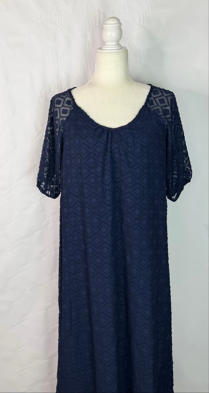 Caslon Navy Blue Geometric Sheer With Short Sleeves Fully Lined Nordstrom